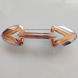 Vintage MONET MODERNIST Two Tone Brooch Pin